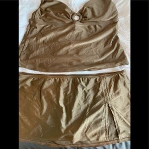Isaac Mizrahi bronze skirted tankini XXL